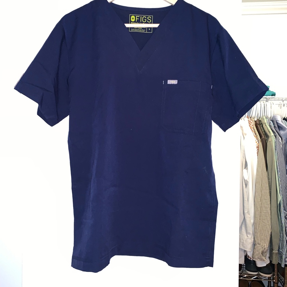 FIGS Mens Chisec Scrub Top (small, navy)